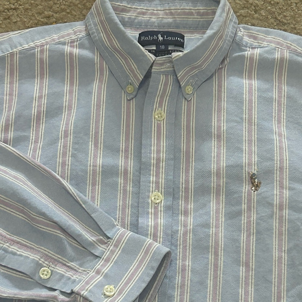 Vintage Ralph Lauren Men’s Size 18 Striped Button Down Shirt - Picture 7 of 7